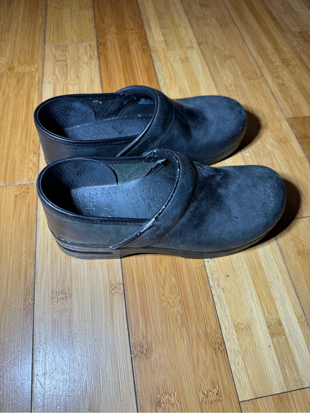 Dansko Black Suede Clog Mules